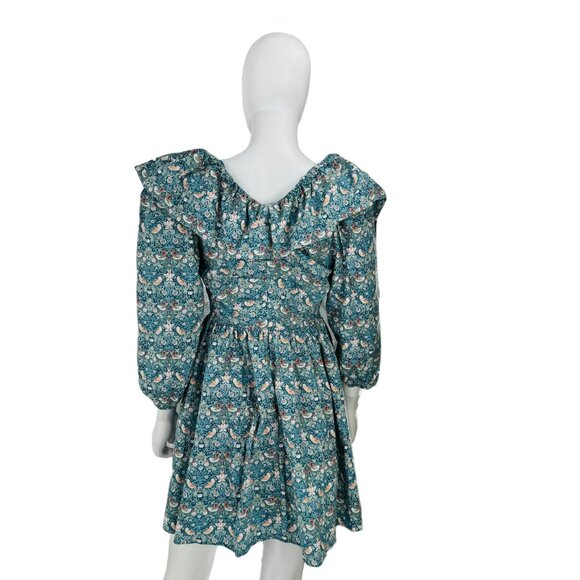 Hyacinth House NEW Victorian Ruffle Collar Preppy Bow Birdsong Mini Dress Size M - Picture 6 of 7